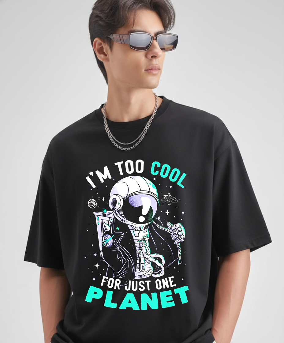 Too Cool Galactic Oversized Tee – Jet Black