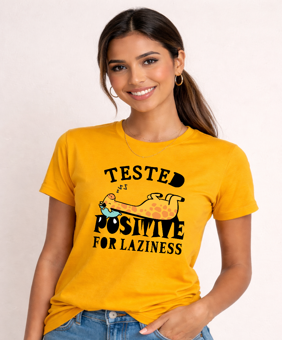 The Tested Positive Giraffe Graphic Tee- Golden Yellow