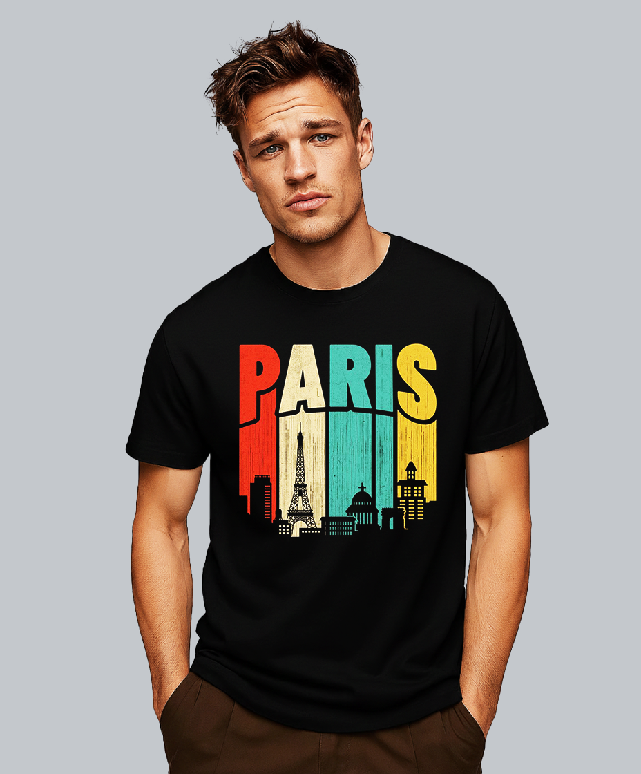 The Retro Paris City-Series Tee – Classic Black